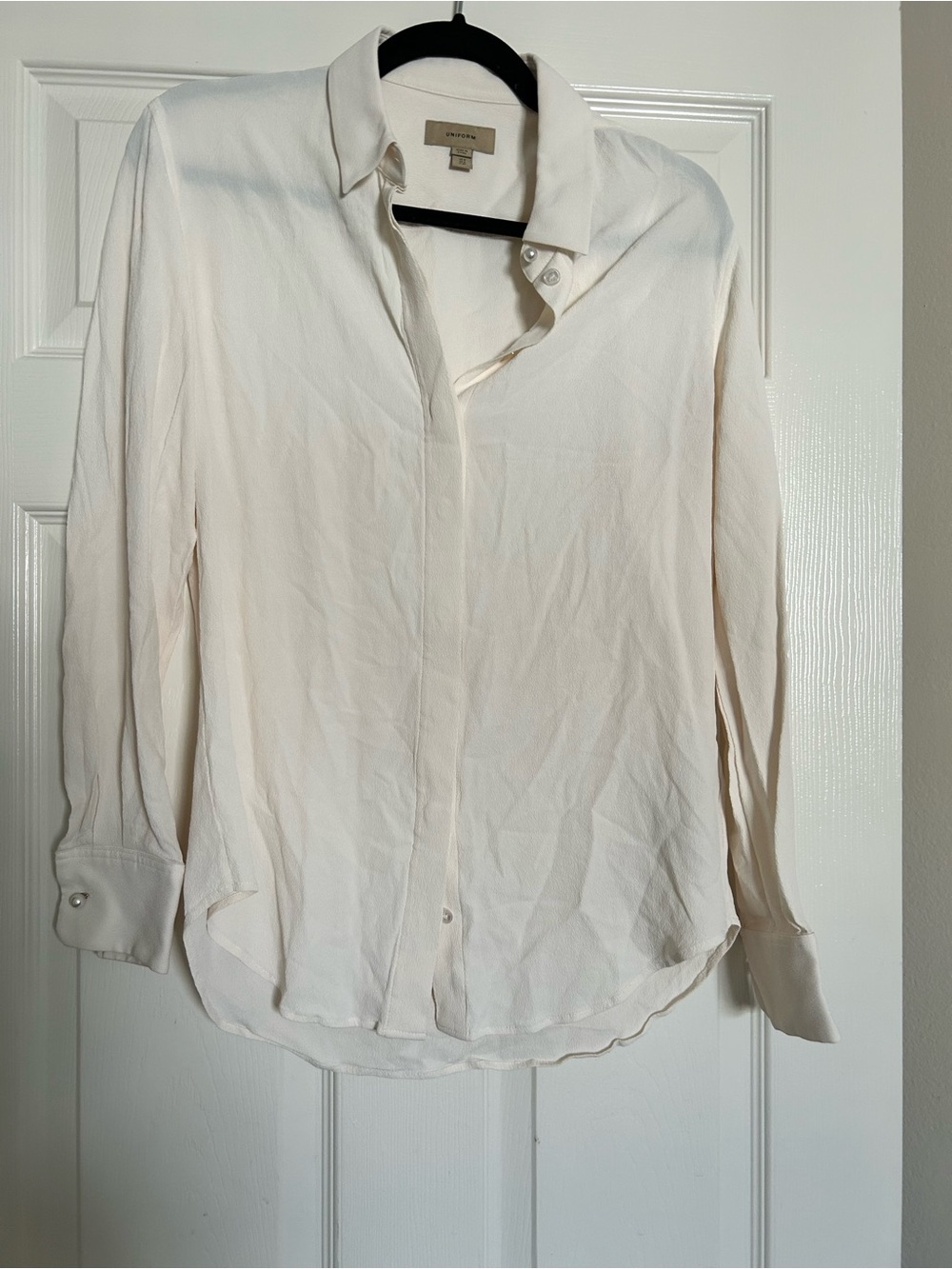 Burberry Cream Button-Down Silk Blouse